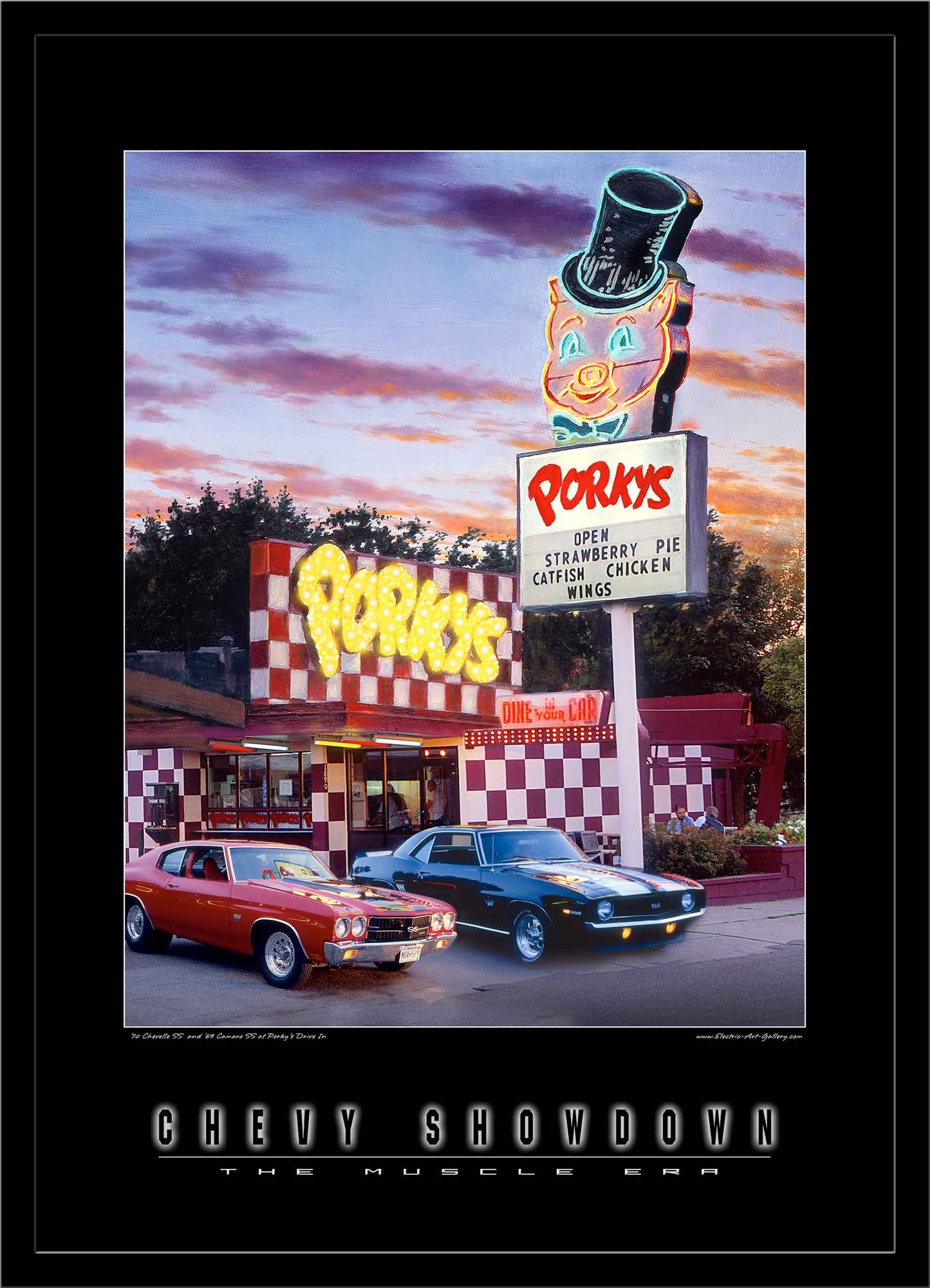 Chevy Showdown Porky's Drive In LED by Electric Art Gallery