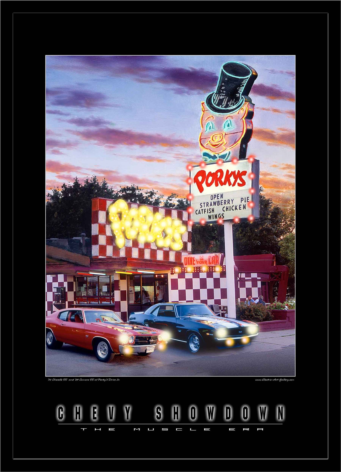 Chevy Showdown Porky's Drive In LED by Electric Art Gallery